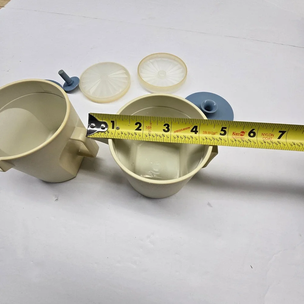 Vintage Tupperware Sugar Creamer Set Cream Blue MCM Kitchenware 1414 1415